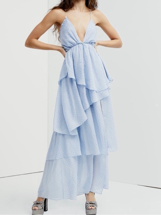 For Love And Lemons Dresses & Skirts - For Love and Lemons Chantal Metallic Tiered Cascade Maxi Dress